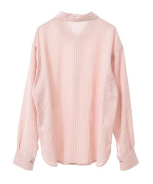 earth music&ecology ＳＥＴ２点起毛ストライプシャツ＋バルーンビスチェ Pink