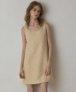 GRACE CONTINENTAL サラサジャガードミニワンピース ベージュ