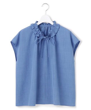 23区 【WEB&一部店舗限定】ライトタンブラー ギャザー フリル ブラウス スカイブルー系