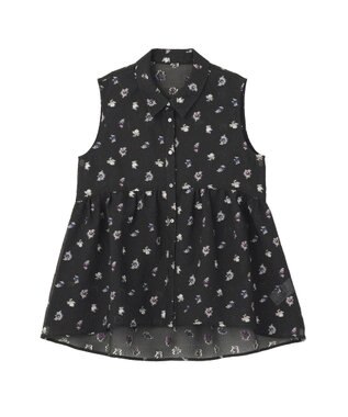 YECCA VECCA シアージャガードペプラムブラウス Black