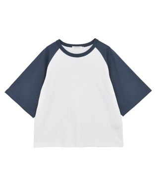 AMERICAN HOLIC ラグラン配色7分袖プルオーバー Ivory