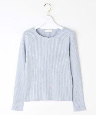 ANY SIS 【洗える】パール調ポイント ニット ライトブルー