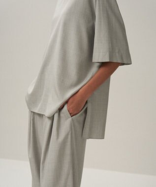 ATON SILK TROPICAL | ウォッシュドTシャツ TOP GRAY