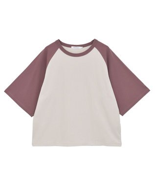 AMERICAN HOLIC ラグラン配色7分袖プルオーバー Beige