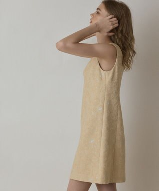 GRACE CONTINENTAL サラサジャガードミニワンピース ベージュ