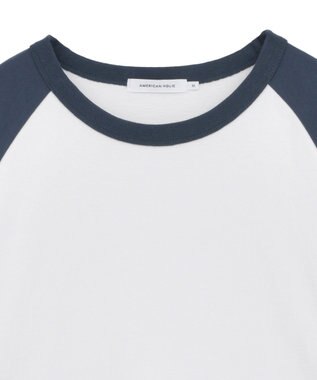 AMERICAN HOLIC ラグラン配色7分袖プルオーバー Ivory