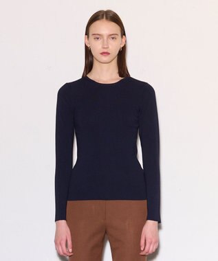 JOSEPH 【洗える】ストレッチシルクニット　ラウンドネック Navy