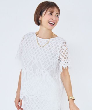 【セットアップ対応】パネルレース ブラウス