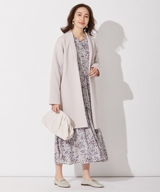 自由区 L 【軽量・洗える】ガウンニット コート ライトグレー系