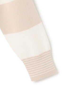 23区 L 【洗える】コットンポリエステルストレッチ ショート ニット ベージュ×オフ