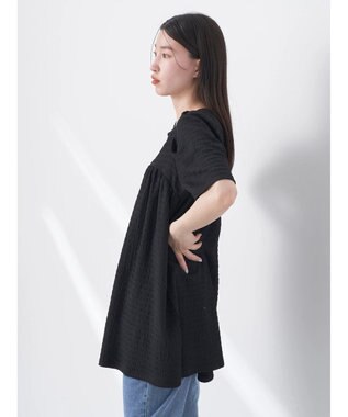 earth music&ecology ジャガードギャザーチュニック Black