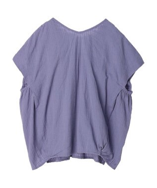 Green Parks インド綿　ＳＥＴ２点　マルチ刺繍ブラウス＋タンク Purple