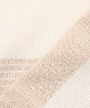 23区 【洗える】コットンポリエステルストレッチ ショート ニット ベージュ×オフ