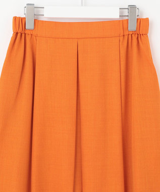 自由区 【接触冷感・速乾・UVカット・撥水・防シワ】リネンライクツイル タックスカート オレンジ系