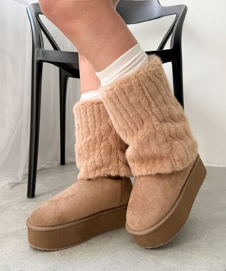 WEGO 【暖かい】2wayムートンタッチブーツ キャメル