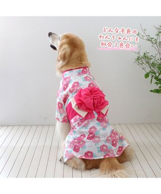 PET PARADISE 犬の服 夏 犬服 浴衣牡丹柄 ピンク  【中型犬】 【大型犬】 ピンク（淡）