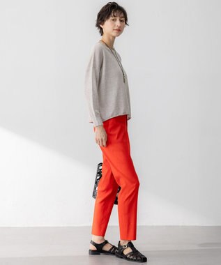 23区 【洗える】リネンレーヨンストレッチ テーパード パンツ オレンジ系