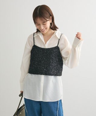 Green Parks スパンコールキャミビスチェ Gray