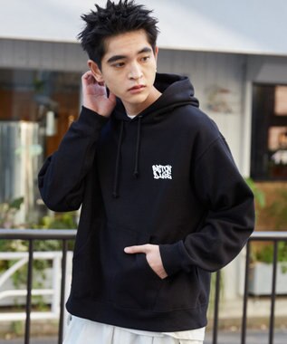 WEGO 【裏起毛/ユニセックス着用ITEM】リラックスフィットグラフィックパーカー ブラック