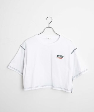 WEGO アウトステッチグラフィックショートT ホワイト