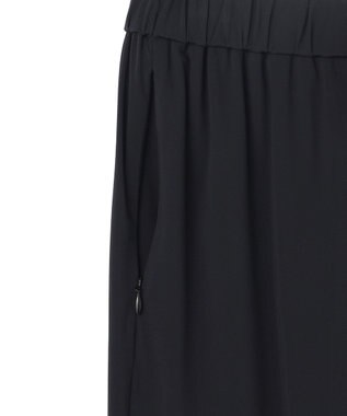 UNFILO L 【ウエストゴム】ドライトリコット セミフレアパンツ ブラック