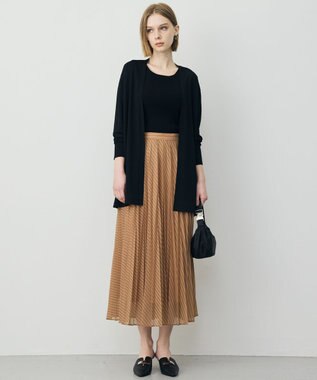 ICB L オーガニックコットン リブニット ブラック×アンバーブラウン