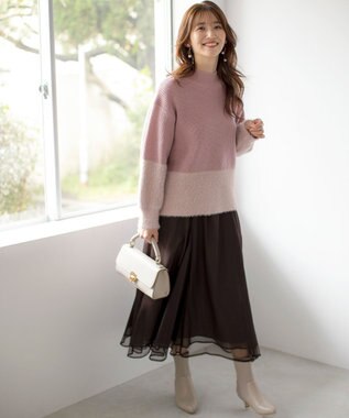 ANY SIS 【洗える】ラッセルチュールマチ スカート ブラウン