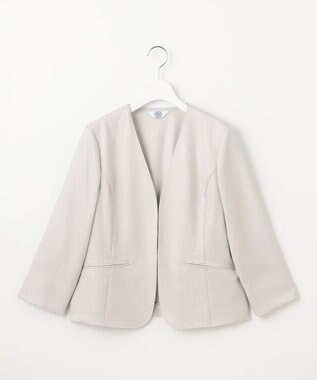 J.PRESS LADIES 【セットアップ対応・洗える・UVケア・吸水速乾】OXIJEWELストレッチ ノーカラー ジャケット ライトグレー系