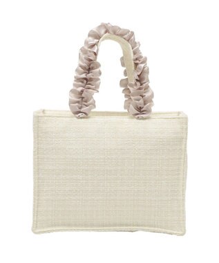 Maison de FLEUR ツイードフリルハンドルスクエアトートバッグ Ivory
