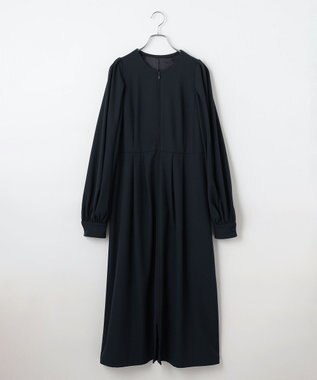 #Newans 【セレモニーにも】〈亀恭子さんコラボ〉ボリュームスリーブロングワンピース ネイビー