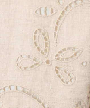 23区 【GOLD LABEL/見上愛さん着用】リネンエンブロイダリー ノーカラージャケット ベージュ系