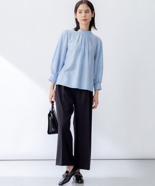 組曲 ドライタッチツイル ワイドパンツ ブラック系