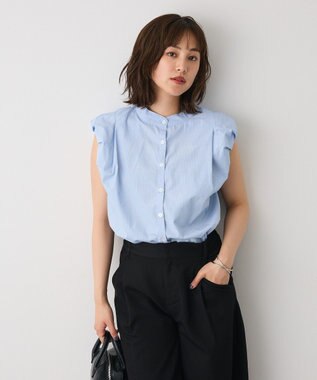 CRAFT STANDARD BOUTIQUE フレンチスリーブブラウス Stripe Blue