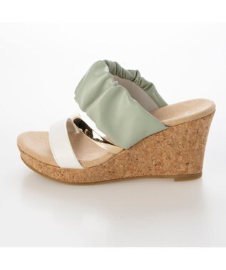 MODE ET JACOMO <carino>ギャザーサンダル ライトグリーンコンビ