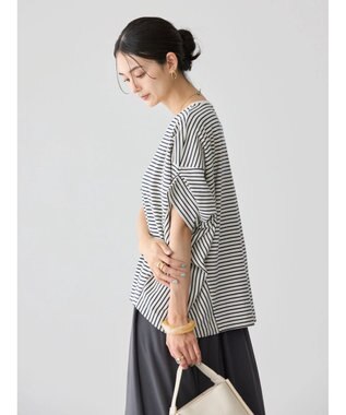 AMERICAN HOLIC ドルマン変形カットプルオーバー Border Navy