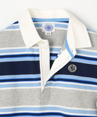 J.PRESS KIDS 【140-170cm】マルチボーダー 半袖ポロシャツ ネイビー系1