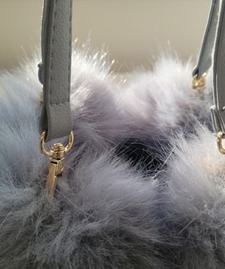 Tiaclasse フェイクファー巾着バック ブルーグレー