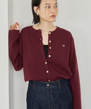 AMERICAN HOLIC ワンポイントロゴクルーカーディガン Bordeaux