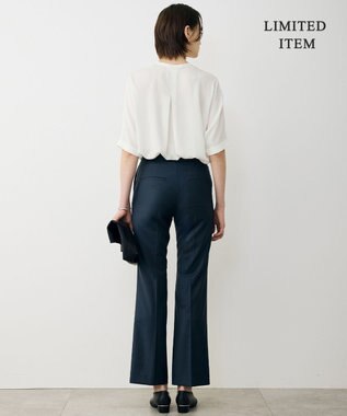 ICB L 【先行予約・WEB限定】BackSatinAmunzen 5分袖キーネックブラウス オフホワイト