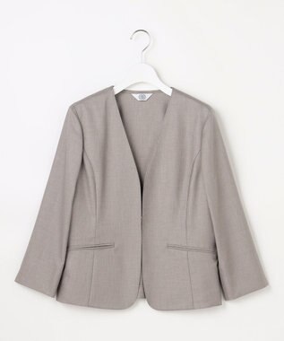 J.PRESS LADIES L OXIJEWEL ストレッチ ノーカラー ジャケット グレー系