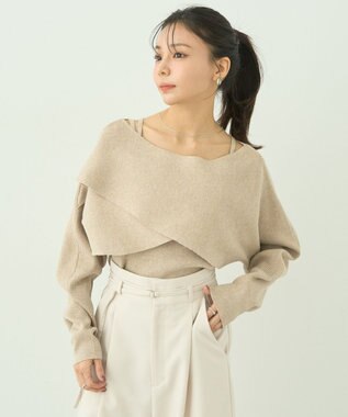 earth music&ecology ＳＥＴ２点クロスニット＋キャミソール Beige