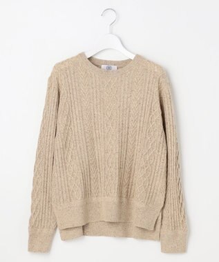 J.PRESS LADIES L NEP クルーネック ケーブルニット ベージュ系