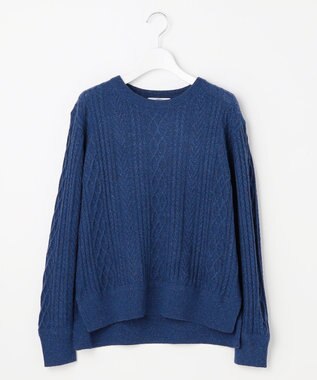 J.PRESS LADIES NEP クルーネック ケーブルニット ブルー系