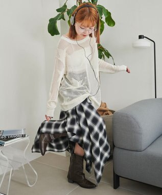 WEGO スターメッシュBIGニット ホワイト