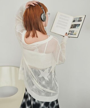 WEGO スターメッシュBIGニット ホワイト