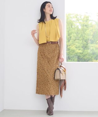 自由区 【洗える】バックサテンジョーゼット  ブラウス イエロー系