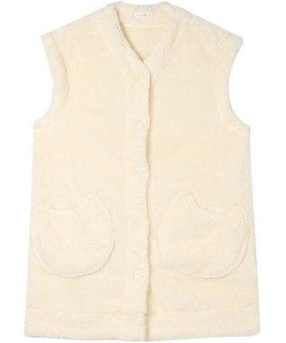 tsumori chisato SLEEP ツモリチサト ベスト フリ－ス素材(本体) あったか フレンチ袖 ルームウェア レディース URW130 /ワコール アイボリー