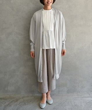 muuc 〈高品質シルク＆スーピマ超長綿〉〈洗えるニット〉〈通年着られる〉シルクコットンのロングカーディガン ライトグレー