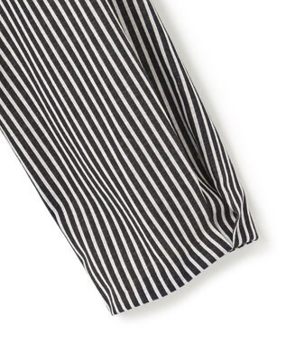 23区 【洗える】ブラウスライクジャージー ストライプ カットソー ネイビーストライプ