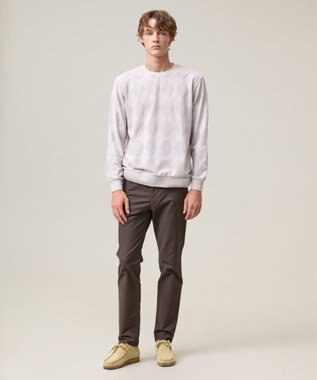 J.PRESS MEN アーガイルワントーンリンクス ロングスリーブ Tシャツ ライトグレー系